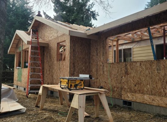 An addition in Lynnwood with all of the siding up.