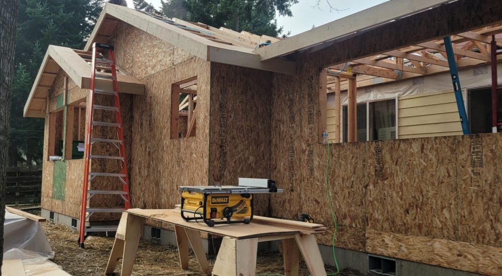 An addition in Lynnwood with all of the siding up.