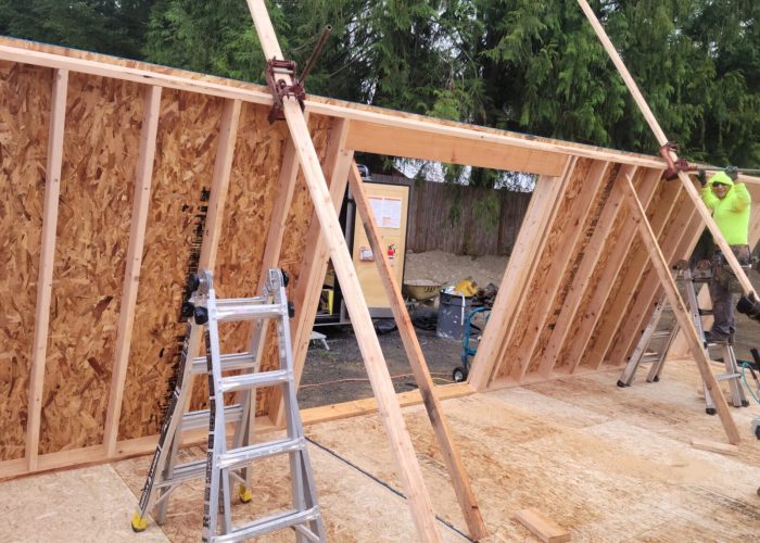 Framing walls in an addition.