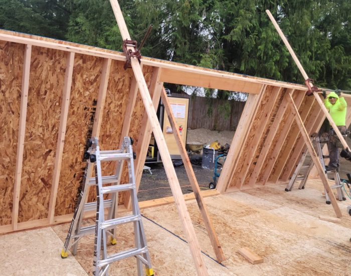 Framing walls in an addition.