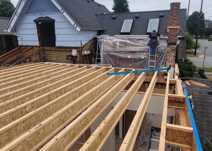 Second story addition new floor integration.