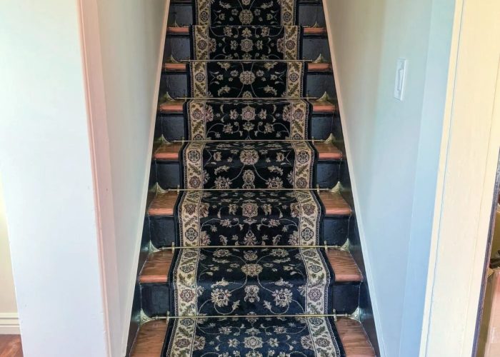 Finished staircase with tread detail.