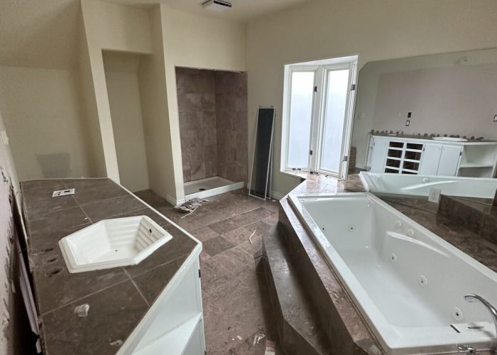 A photo of the primary bathroom before the addition.
