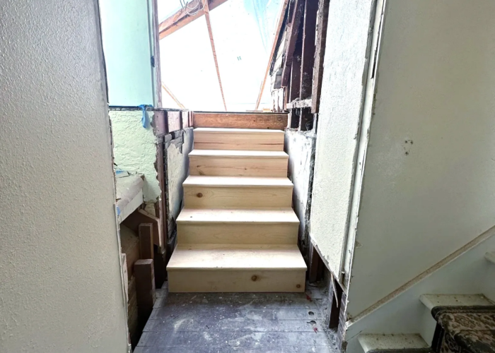 New staircase to second story addition.